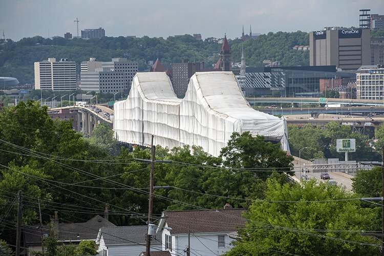 The Brent Spence Bridge, now being painted, cut off Lewisburg from the rest of Covington.