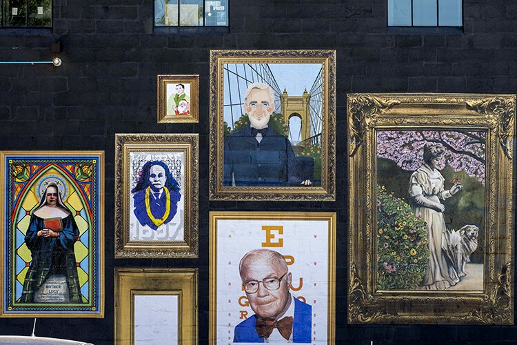 Clockwise from far left: Mother Lucy, B.F. Howard, Haven Gillespie, Amos Shinkle, Margaretta Baker Hunt, Alvin Poweleit, and "You."