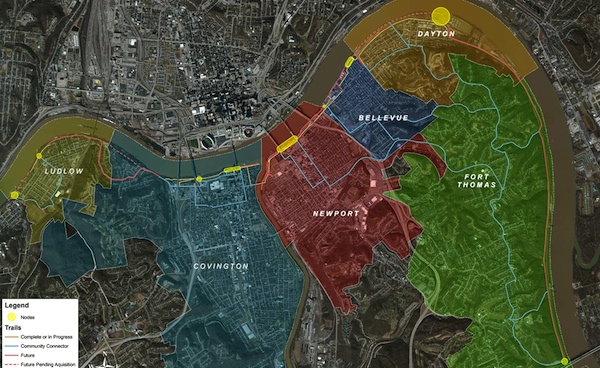 Riverfront Commons is envisioned as connecting NKY's riverfront cities with a paved walking & biking trail