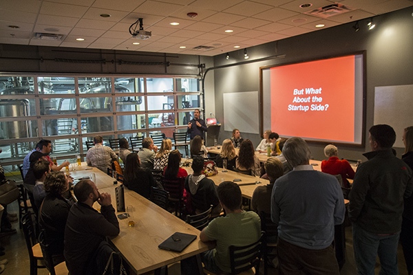 Brandery co-founder Dave Knox leads a discussion on startup resources at Braxton Brewing