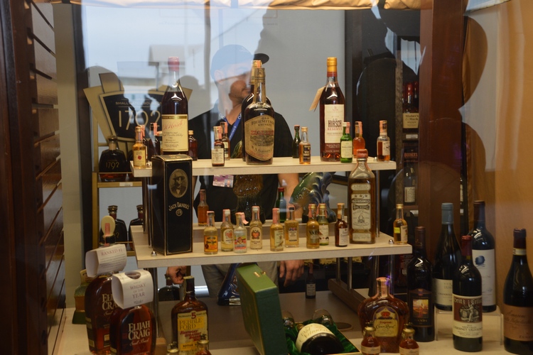 A display of antique bourbons available at the Cork 'N Bottle's CVG location