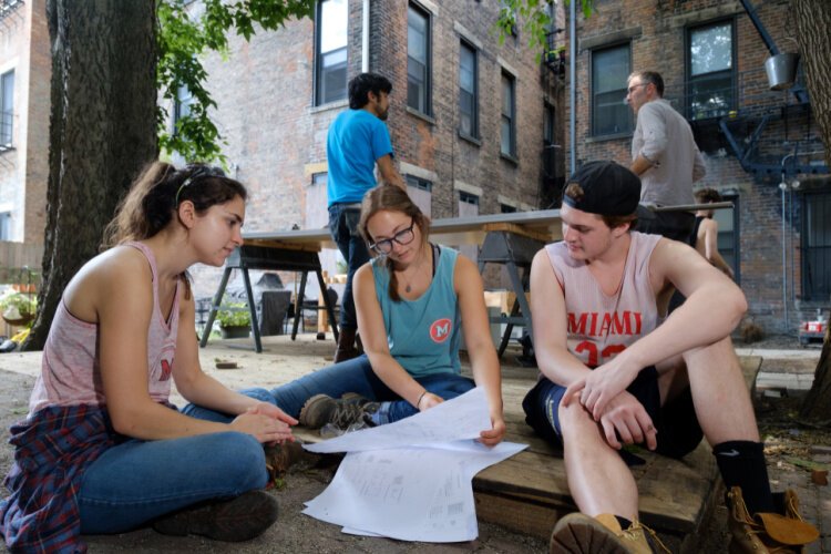 Students at the Miami University Design Build Studio