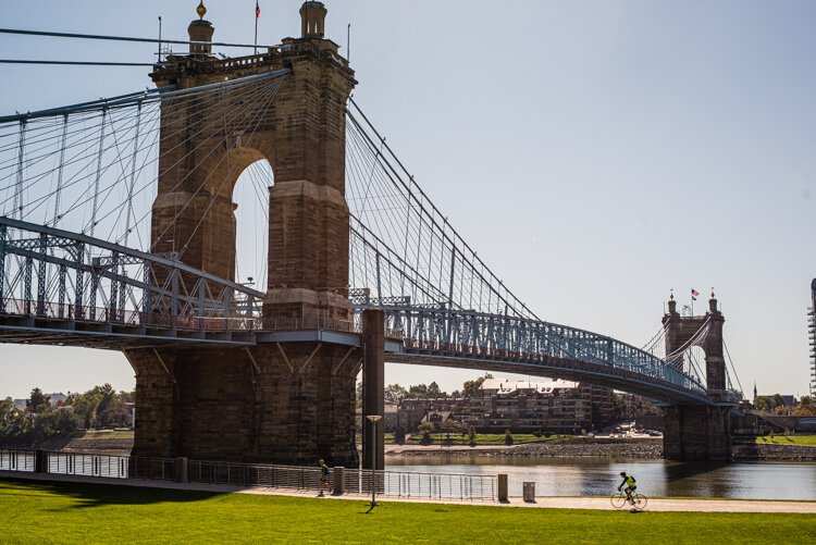 Cincinnati's front yard and the Roebling Bridge.