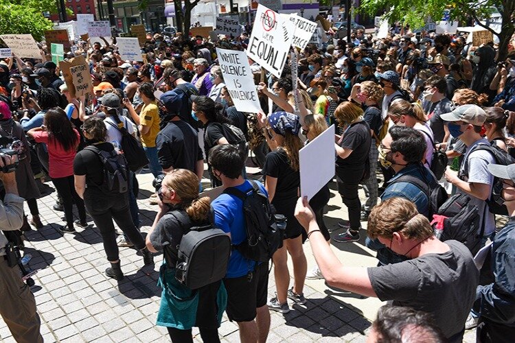 Protests took place in downtown and the surrounding areas this weekend after George Floyd's death.