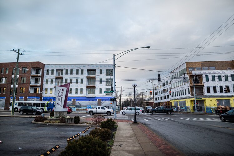 Dozens of housing units are being built in the neighborhood's main intersection, North Bend and Hamilton.