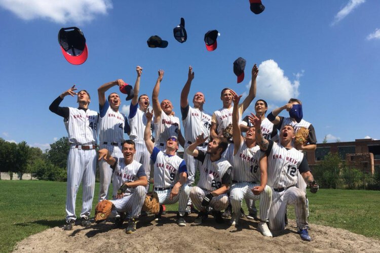 A Kharkiv baseball team in August 2018.