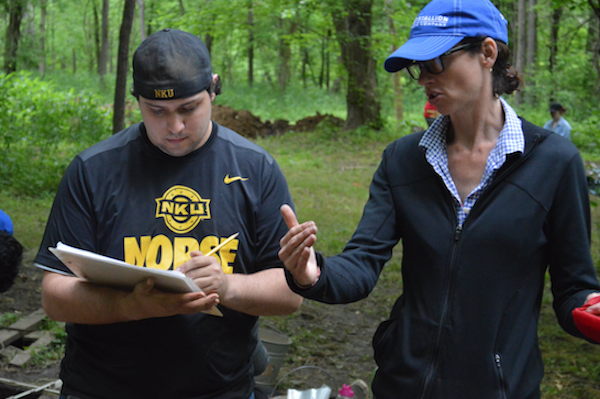 Dr. Sharyn Jones and an NKU student at the excavation site