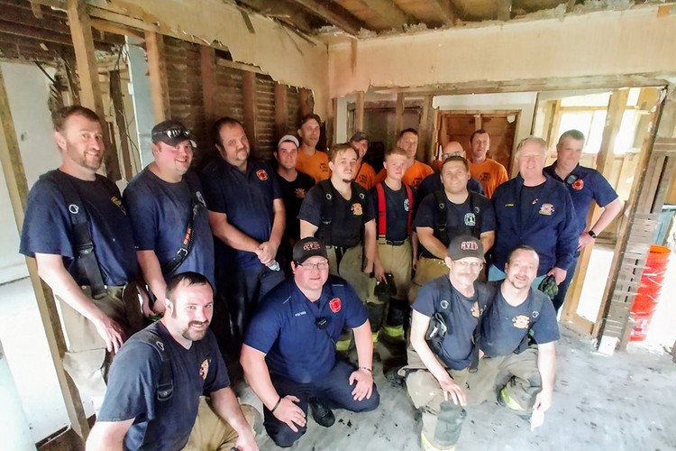 Some of the firefighters from Campbell County and Melbourne who turned out in Silver Grove Saturday.