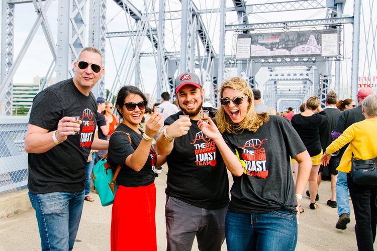 Enthusiasts at the Big Bourbon Toast prepare to celebrate.