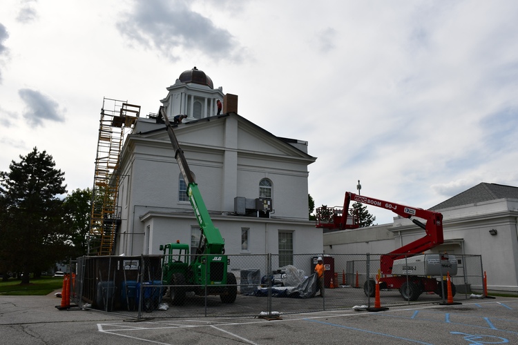 Work being done this spring from the view behind the Independence Courthouse.