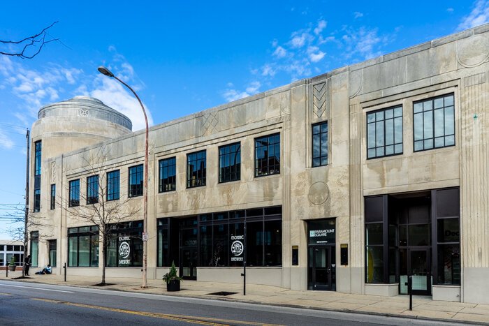 The Art Deco-era Paramount Square building in Walnut Hills houses Esoteric Brewing.