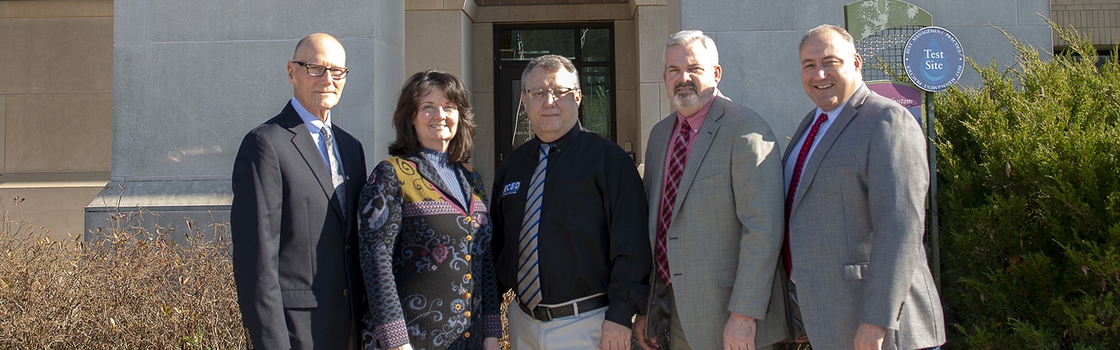 From left, Kenton County Schools' Bill Culbertson, Dr. Kim Banta, Dr. Francis O’Hara, Rob Haney and Dr. Henry Webb.